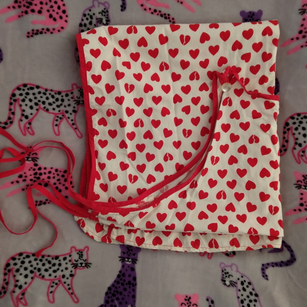 Giant Red Heart Tie On Apron